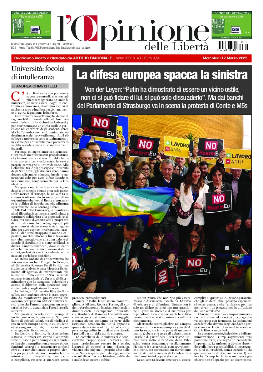 Prima-pagina-opinione della liberta-edizione-di-oggi-2025-03-12